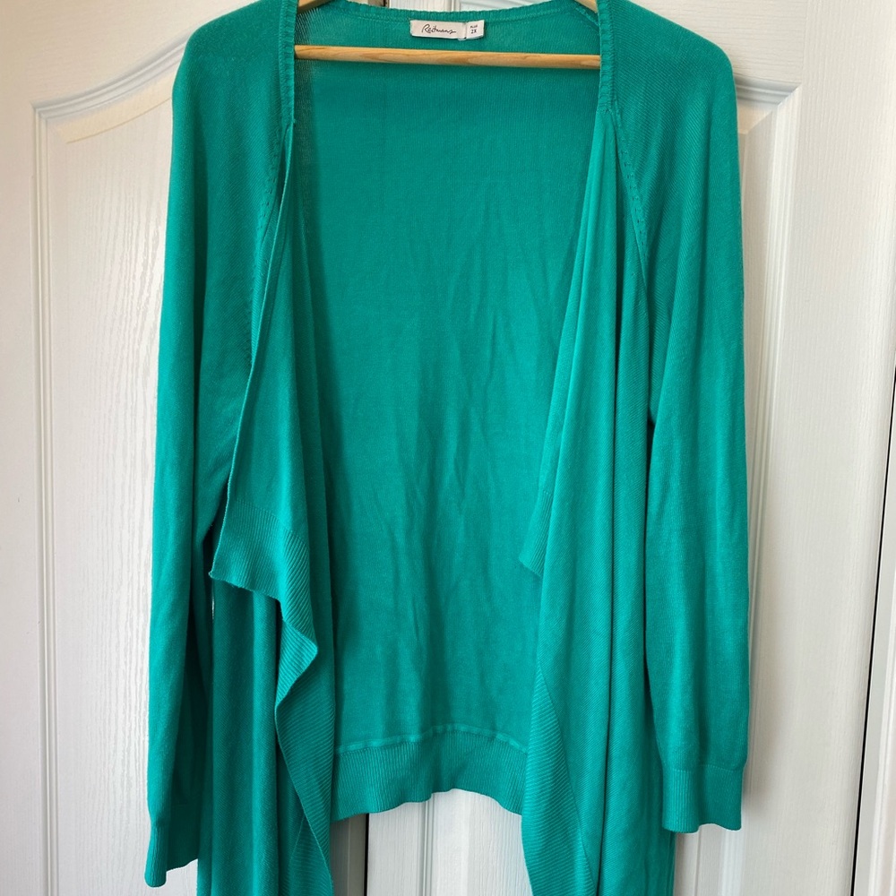 ❣️2/$25❣️Reitman’s teal knit waterfall cardigan